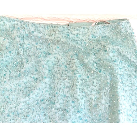 Vintage Lawrence Kazer Teal Aqua Beaded Silk Midi Skirt Sz S 80s 90s Eveningwear - Picture 5 of 16